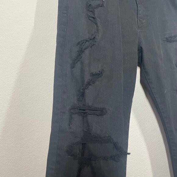 Jordan Craig Mens Theo 36/36 Frayed Hem Distressed Jeans Black Bootcut - Picture 3 of 10